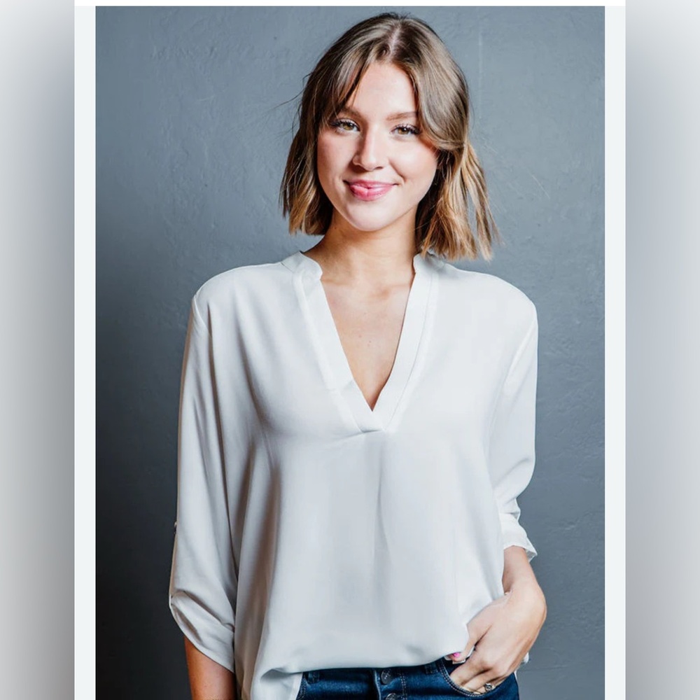 NWOT Lush White V-Neck Blouse